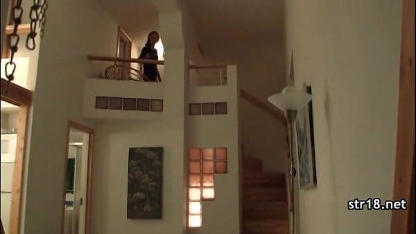 Sexy Teen Rubs While Sucking Cock