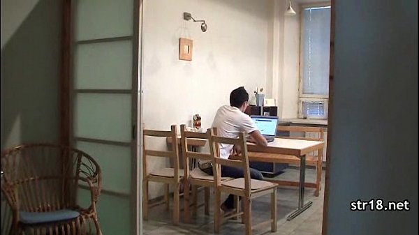 Sexy Teen Rubs While Sucking Cock